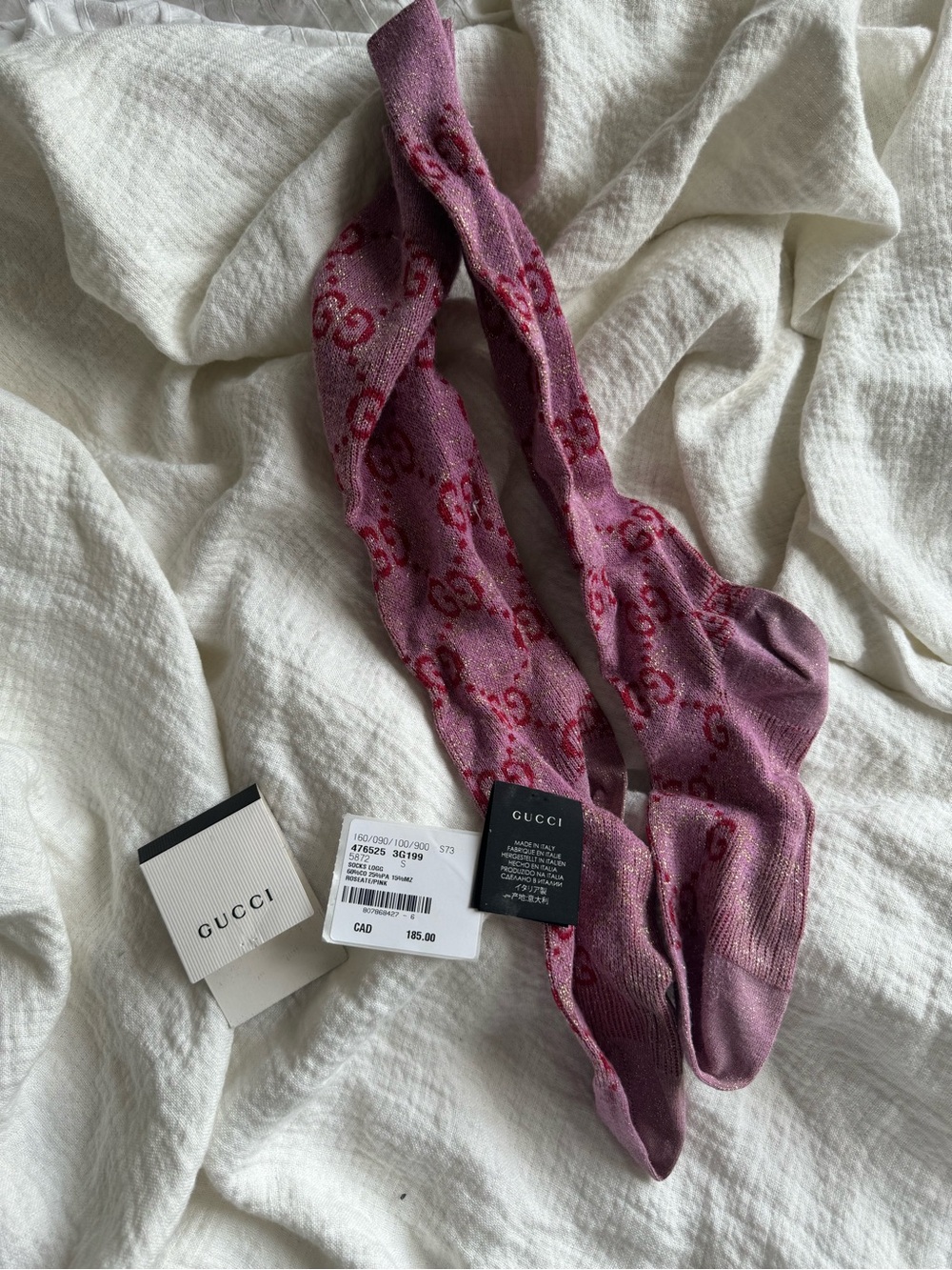 Gucci Pink Red + Gold GG Socks